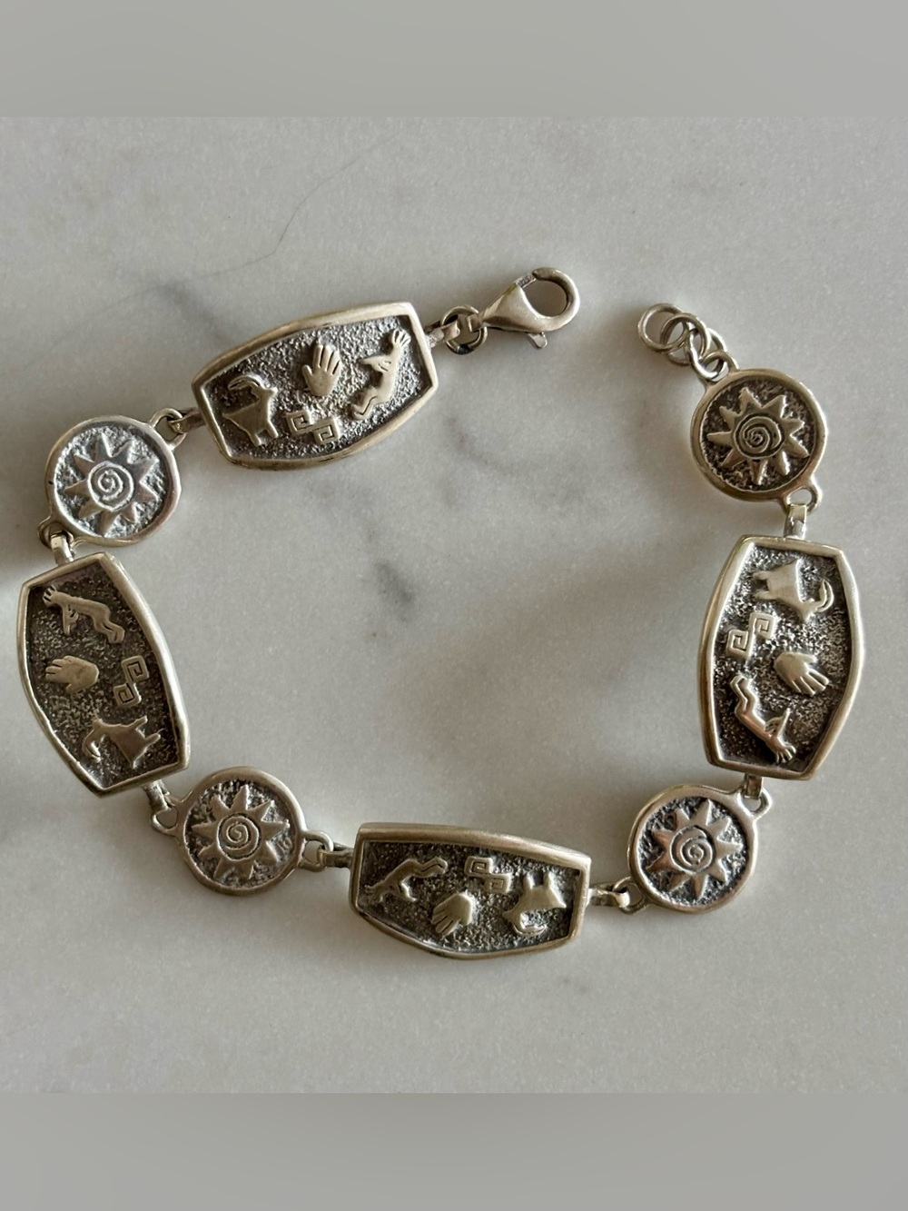Vintage James Rogers Sterling Silver Native American Link Bracelet
